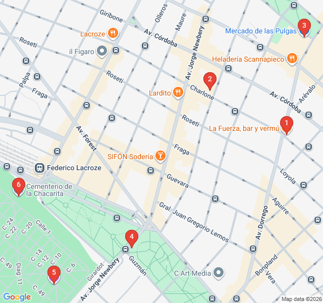 Route map for Chacarita: The Creative Edge