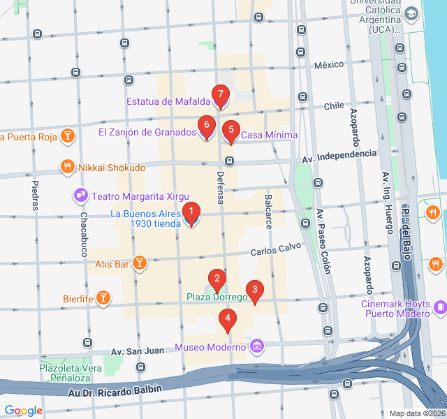 Route map for San Telmo's Cobblestones and Curios