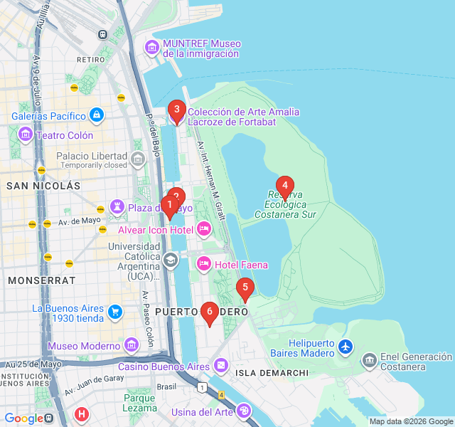 Route map for Waterfront Wonders of Puerto Madero