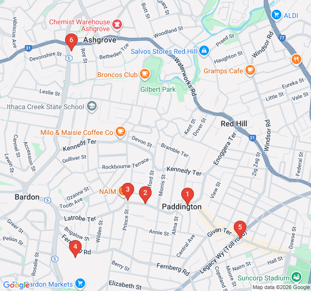 Route map for Paddington Picket Fences and Antique Finds