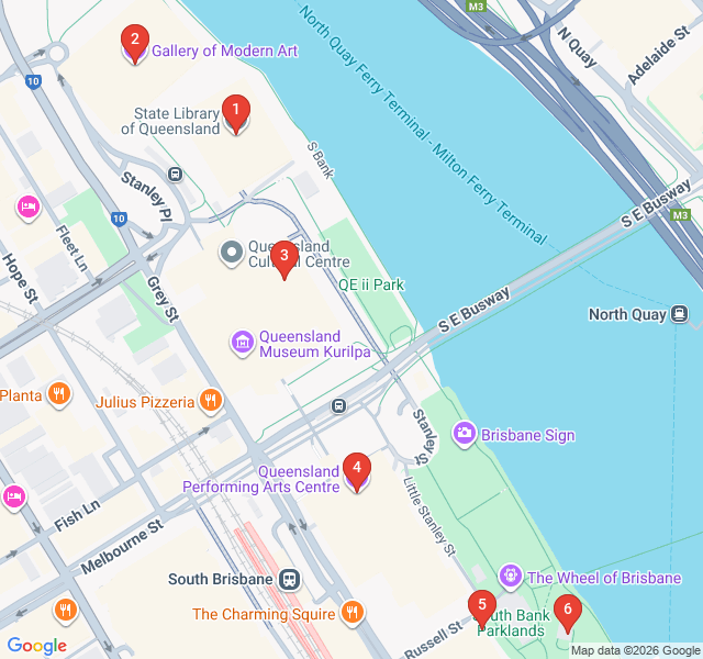 Route map for South Bank Cultural Precinct Architecture Walk