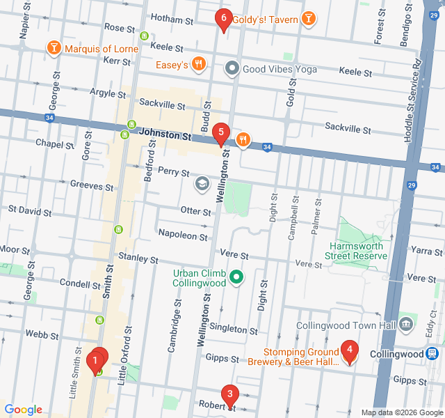 Route map for Collingwood: Industrial Heritage and Craft Beer