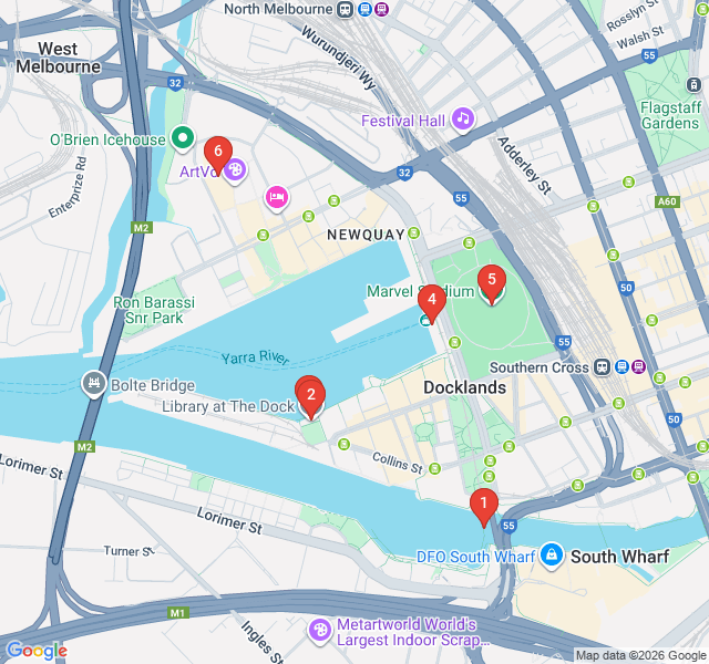 Route map for Docklands: Modern Marvels and Waterfront Art