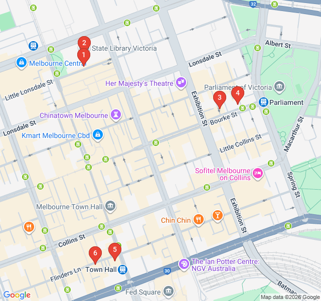 Route map for Melbourne: A UNESCO City of Literature