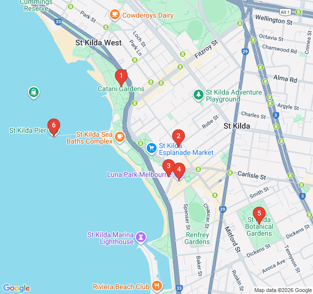 Route map for St Kilda Bayside Breezes and Penguins