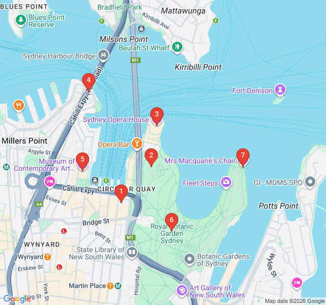 Route map for Circular Quay: Icons and Ancient Echoes