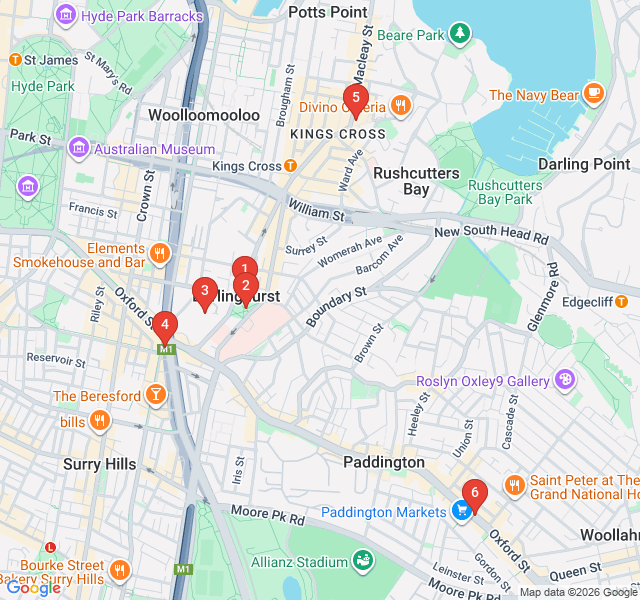 Route map for Darlinghurst: The Glitter and the Grime