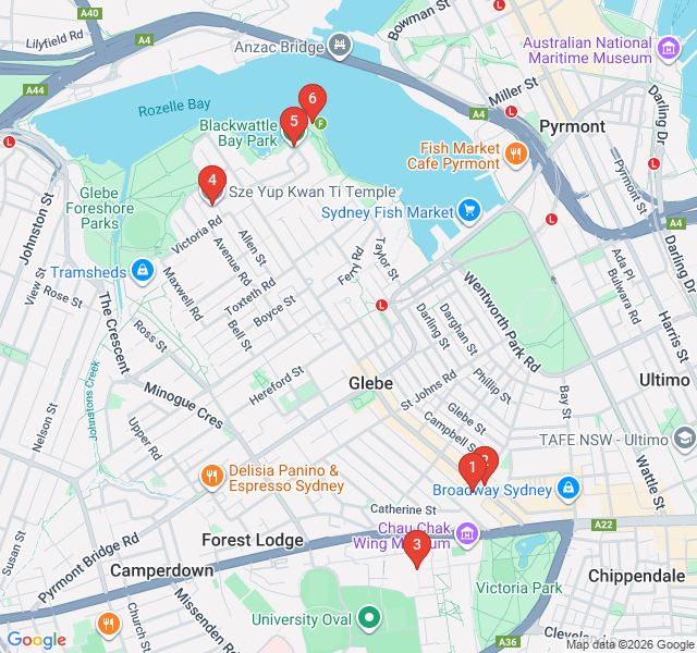 Route map for Glebe: Literary Legacies and Leafy Lanes