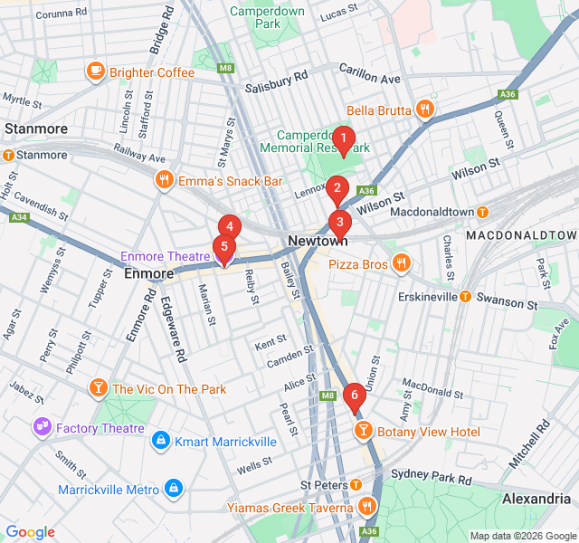 Route map for Newtown: Street Art and Alternative Soul