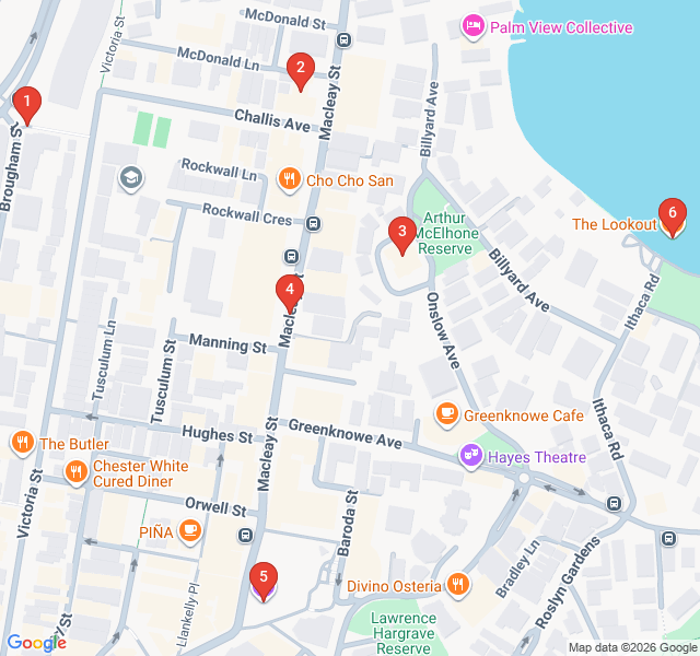 Route map for Potts Point: Art Deco and Bohemian Nights