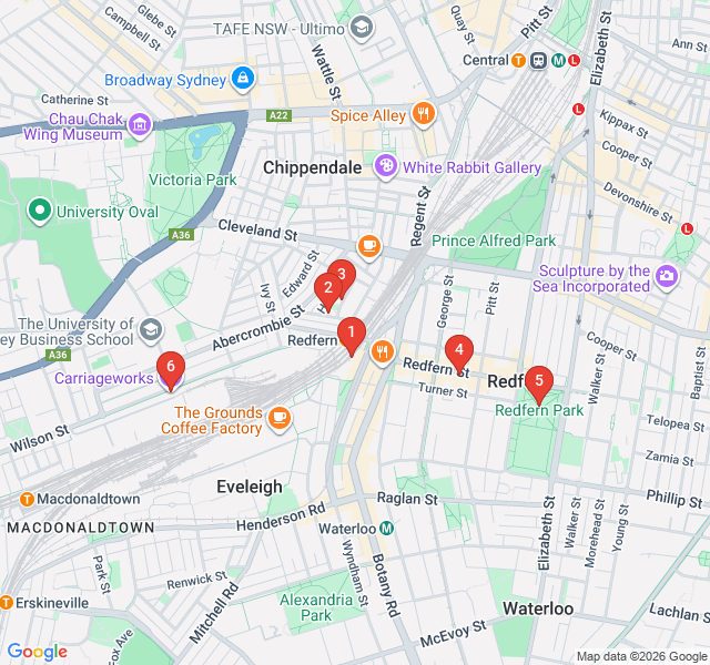 Route map for Redfern: Indigenous Resilience and Urban Change