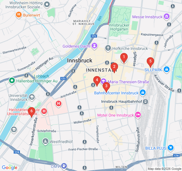 Route map for Alpine Art & Murals: Contemporary Innsbruck