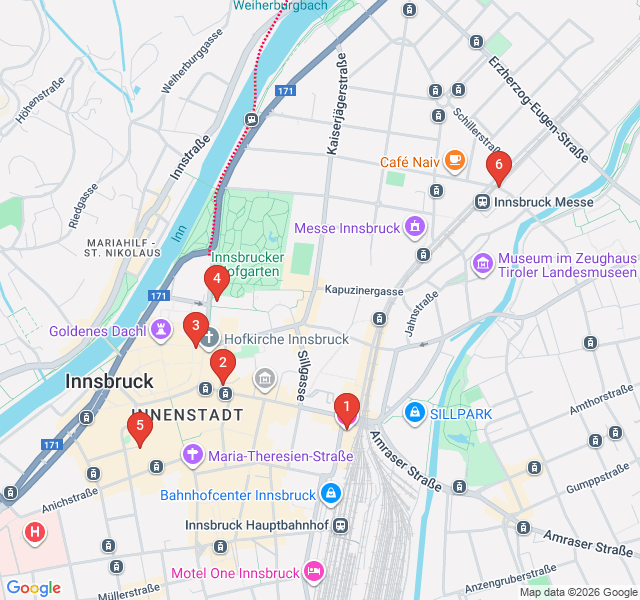 Route map for Innsbruck After Dark: Rooftops and Historic Taverns