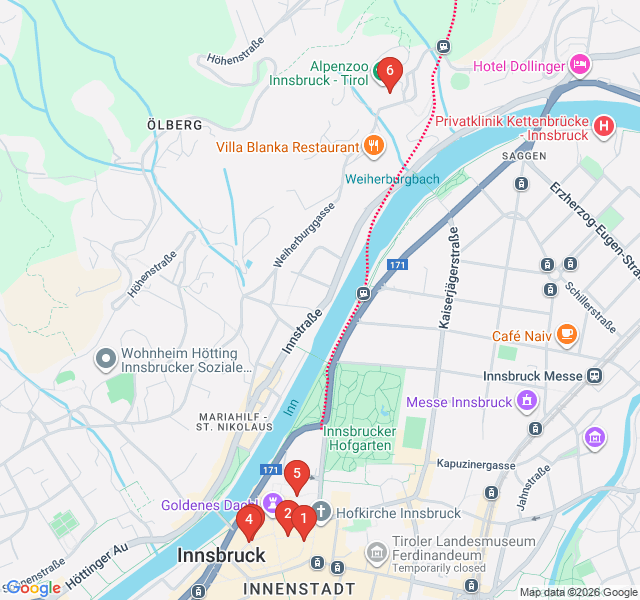 Route map for Secrets of the Altstadt: Courtyards and Passages