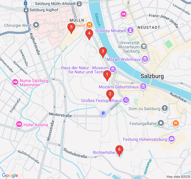 Route map for Mönchsberg Heights: The Panoramic Ridge Walk