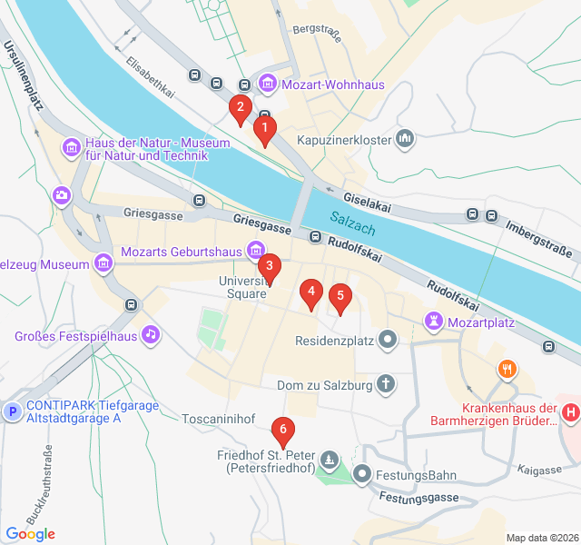 Route map for The Sweet Side of Salzburg: A Pastry Tour