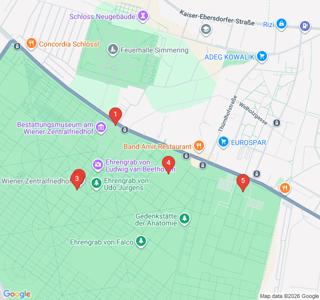 Route map for City of the Dead: Atmospheric Walk Through the Zentralfriedhof