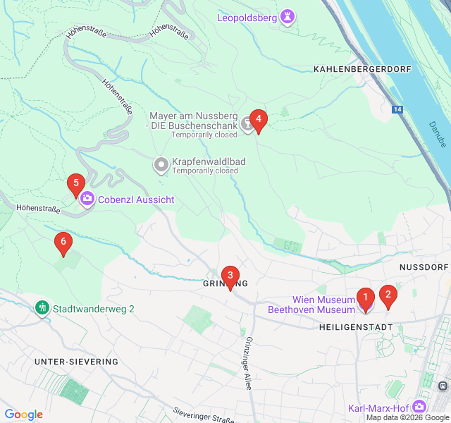 Route map for Vineyards and Village Charm: The Grinzing Wine Walk