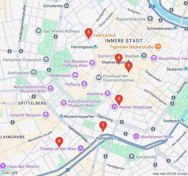 Route map for Caffeine and Culture: Vienna's Historic Coffee Houses