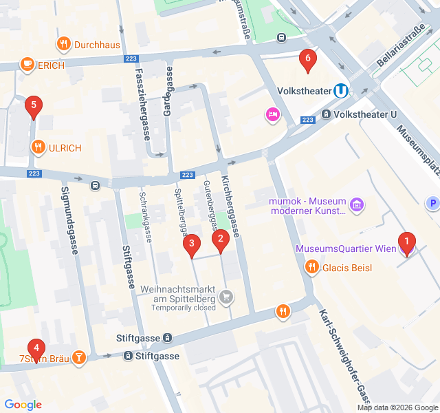 Route map for Bohemian Biedermeier: The Hidden Lanes of Spittelberg