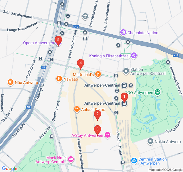 Route map for Diamonds and Grandeur: Antwerp's Gilded Gateway