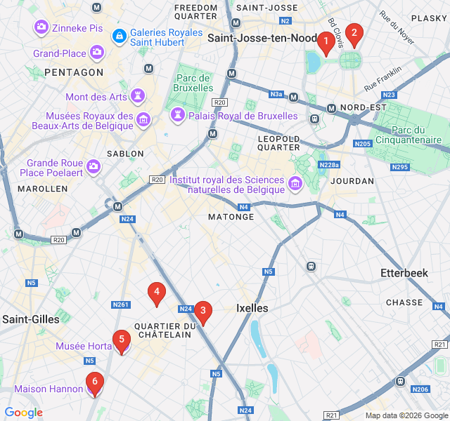 Route map for Art Nouveau Wonders of Saint-Gilles