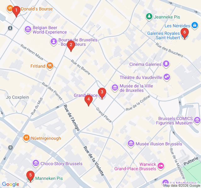 Route map for The Golden Heart of Brussels