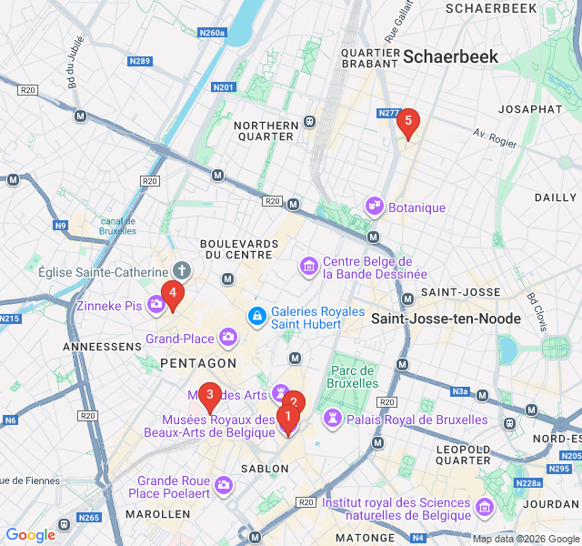 Route map for The Surrealist Brussels of René Magritte