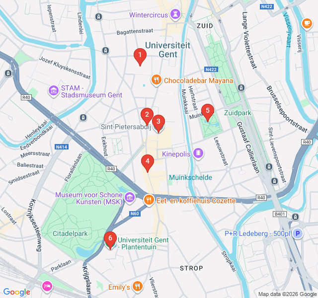 Route map for Academic Ghent: Books and Beer