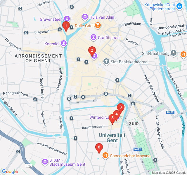 Route map for Ghent's Architectural Contrast