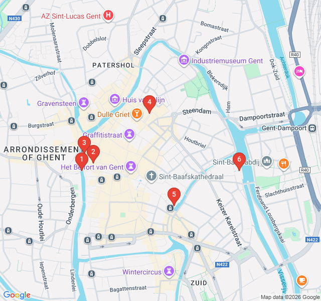 Route map for Ghent by Night: The City of Lights