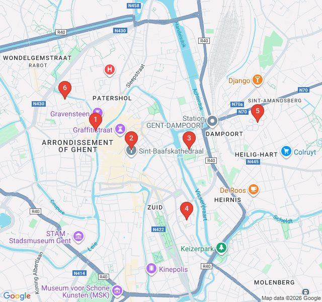 Route map for Secret Gardens and Sacred Beguinages