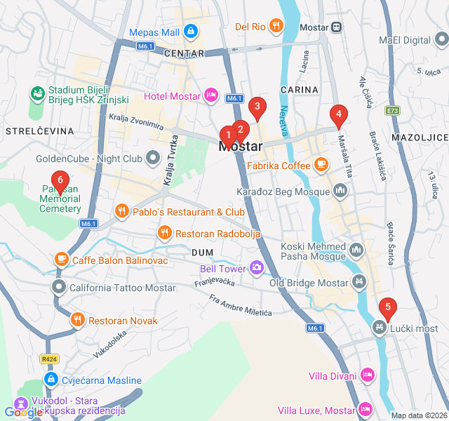 Route map for Mostar’s Literary and Revolutionary Souls