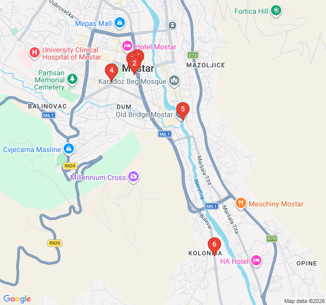 Route map for Scars of the Frontline: Mostar's Modern History