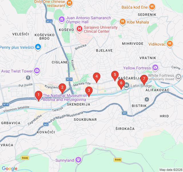 Route map for Vienna on the Miljacka: Imperial Architecture