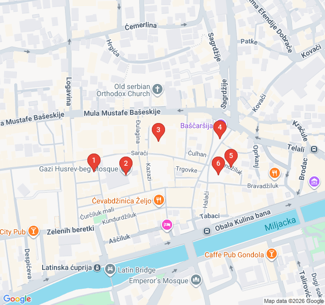 Route map for Ottoman Echoes in the Old Bazaar