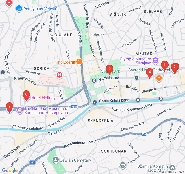 Route map for Resilience & Remembrance: Siege of Sarajevo