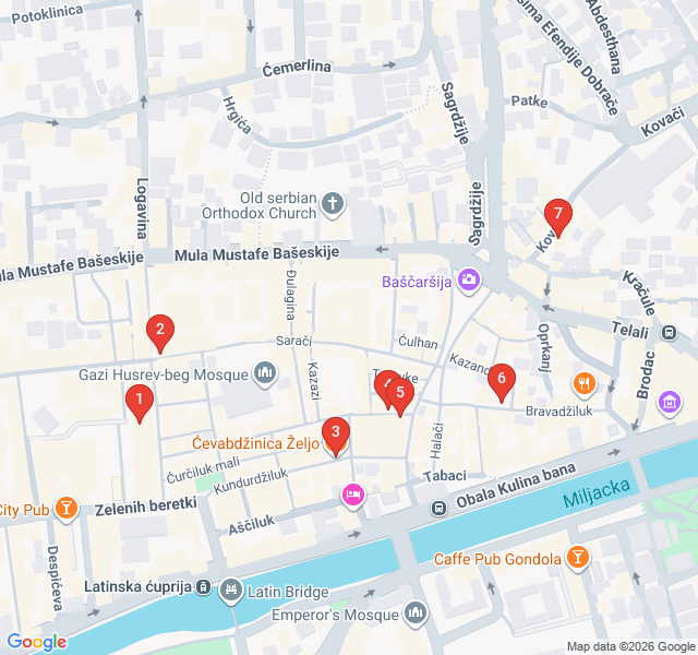 Route map for The Ultimate Bosnian Food Trail