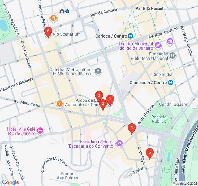 Route map for Lapa After Dark: Arches, Samba, and Streets
