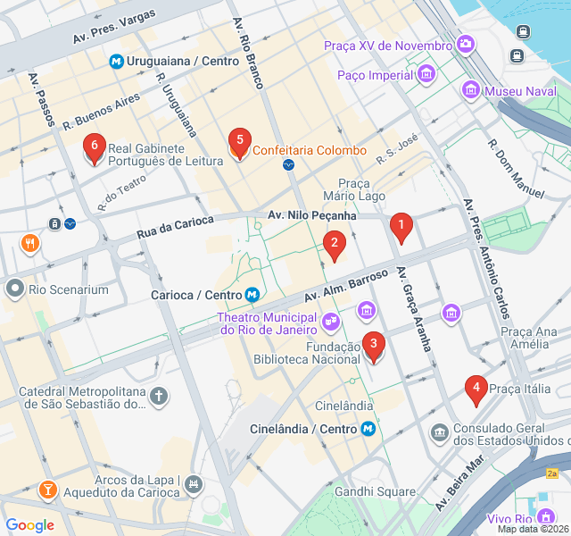 Route map for Literary Rio: Libraries and Bookish Cafes