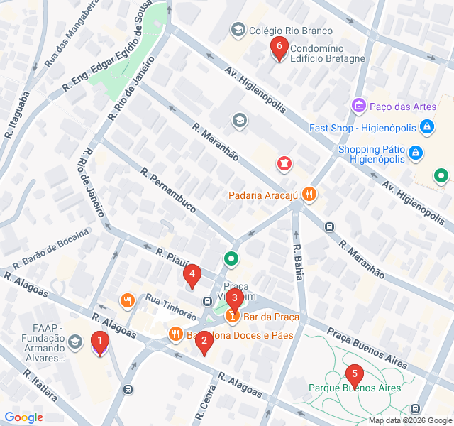 Route map for The Coffee Barons of Higienópolis