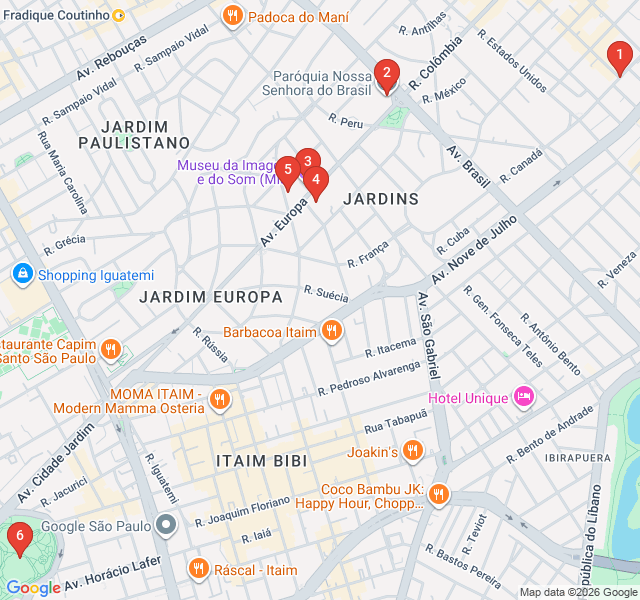 Route map for Luxury and Landscapes of Jardins