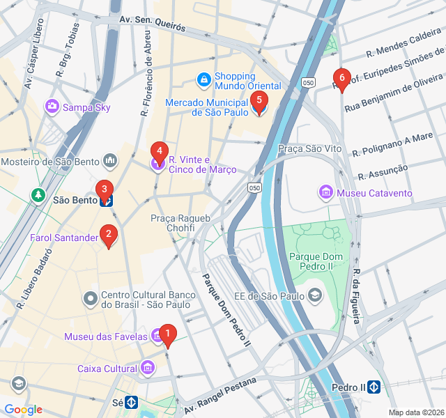 Route map for Culinary Secrets of the Mercadão and Old Center