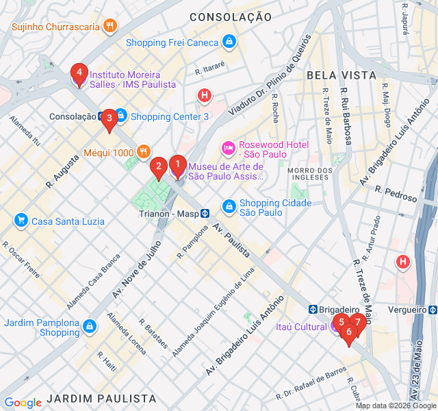 Route map for Modernist Icons of Avenida Paulista