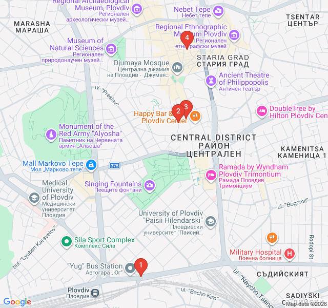 Route map for Bohemian Nights: Plovdiv’s After-Dark Scene