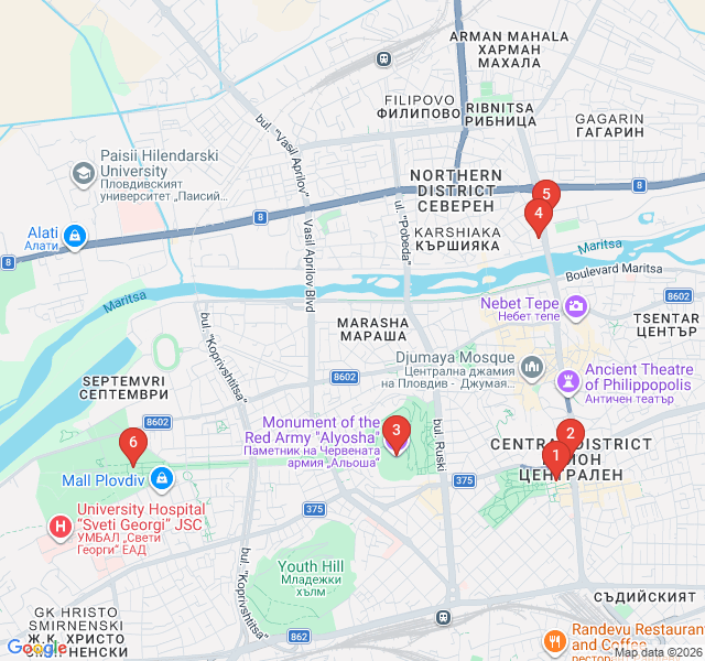 Route map for Concrete Echoes: Plovdiv’s Socialist Heritage