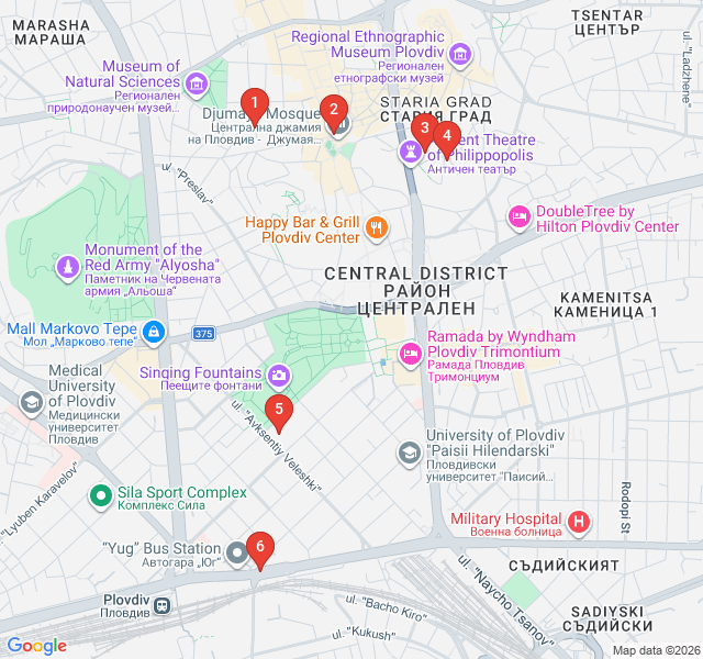 Route map for Literary Plovdiv: Poets and Printing Presses
