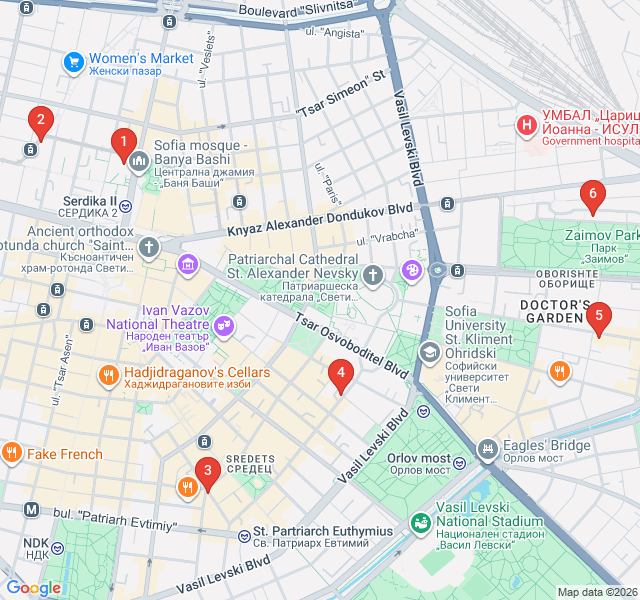 Route map for Balkan Flavors: A Foodie Walk Through Sofia's Markets