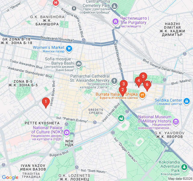 Route map for Bohemian Oborishte: Sofia’s Aristocratic Art District