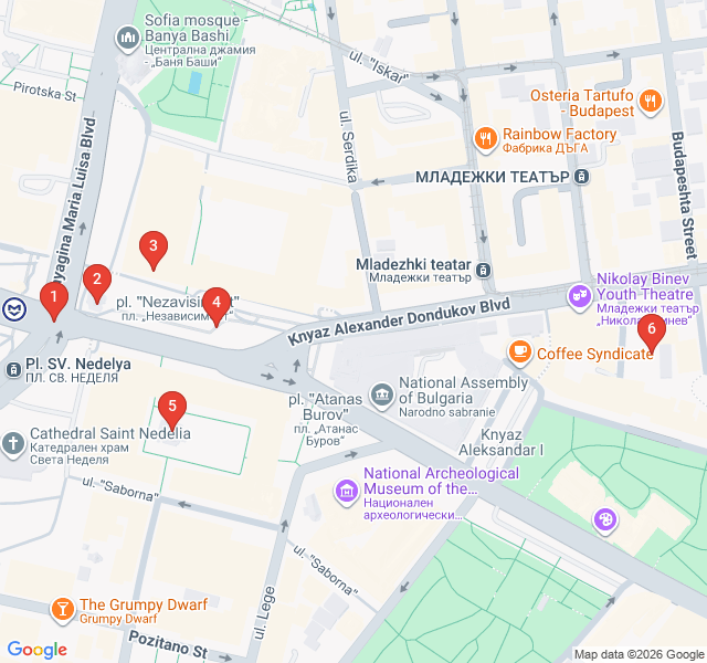 Route map for Layers of Serdica: Sofia's Underground Roman Past